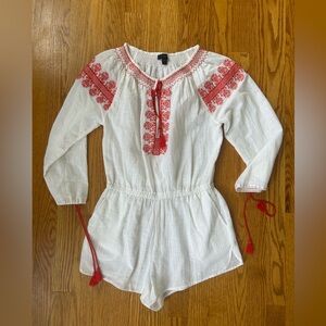 J. Crew White and Red Swim Coverup